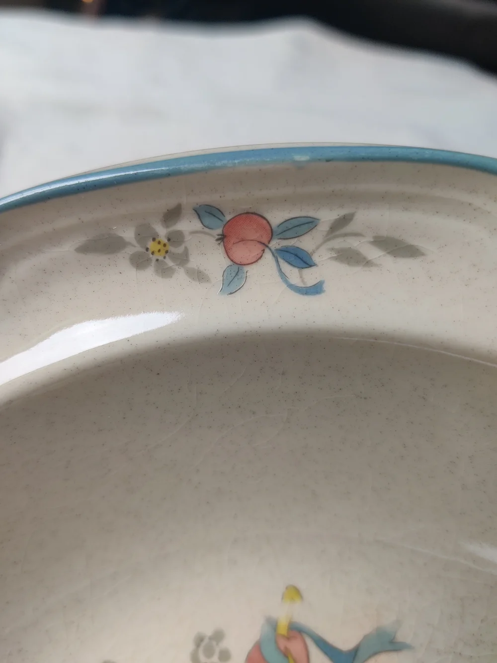 80s International Marmalade Country Goose Large Bowls 3 Pear Blue Ribbon 9.25